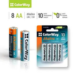 Батарейка ColorWay Alkaline Power AA/LR06 BL 8шт - мініатюра 2