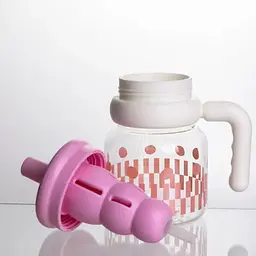 Пляшка для води скляна для тренувань роботи або поїздок Abstract із ситечком 1 л пляшка на воду для дітей подорожей із трубочкою колбою-фільтром-заварником та захисним ковпачком 20х11 см Азалія рожевий - мініатюра 5