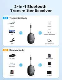 Приймач Glangeh Bluetooth 5.3 для телевізора, бездротовий адаптер Aux Bluetooth 2-в-1 для AirPods/навушників, подвійне підключення - мініатюра 3