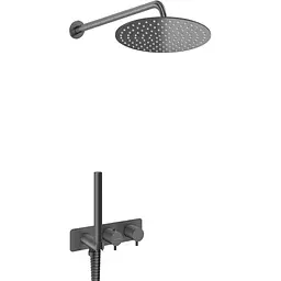 Душева система Kohlman Axel 25 graphite з термостатом + BOX прихованого монтажу KPL-QW265AG25, Графит