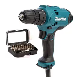 Шурупокрут мережевий Makita DF0300 з набором біт Makita D-30667 (56 Нм, 0.8-10 мм, 320 Вт) - мініатюра 1