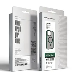 Чехол для Apple iPhone 15 Pro Max, Uniq MagCase, зеленый, противоударный, панель-накладка с MagSafe, ударопрочный TPU+PC, с магнитом MagSafe, поддержка полноценной беспроводной зарядки, ArmorStandart (ARM75321) - мініатюра 6