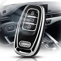 Чохол ключа №1 Audi чорний+хромоване обрамлення (3 кнопки) TPU