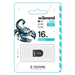 USB флеш накопичувач Wibrand 16GB Scorpio Black USB 2.0 (WI2.0/SC16M3B) - мініатюра 2