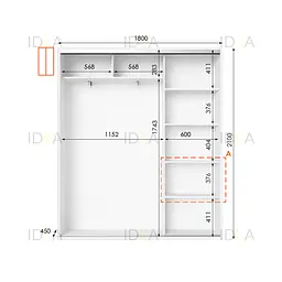 Шафа-купе Idea серія 5 180 x 45 x 210 см Білий Дзеркало - мініатюра 2