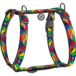 Шлея для собак анатомічна Waudog Nylon Вітраж, L, різнобарвля (5583)