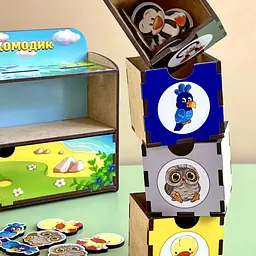 Дерев'яна настільна гра "Птахи" сортер-комодик Ubumblebees 24х15х6 см igr0001505 - мініатюра 5
