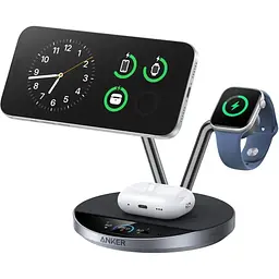 Бездротовий зарядний пристрій Anker Prime Wireless Charging Station 25W 3-in-1 MagGo, AirCool, Dock Stand Black (7274434)
