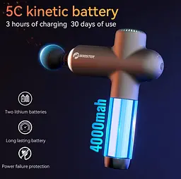 Масажер перкусійний Booster Lightsaber 4000mah 8 насадок Чорний (2430451836) - мініатюра 5