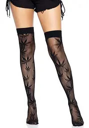 Панчохи з малюнком Leg Avenue 420 Net thigh highs Black - мініатюра 4