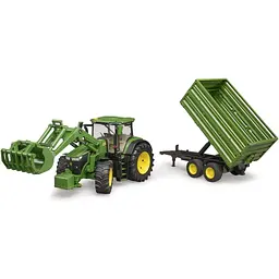 Масштабна модель автомобіля Bruder трактор John Deere 7R 350 з навантажувачем та причепом (03155) - мініатюра 5