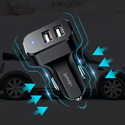 Автомобільний зарядний пристрій Usams C13 Double USB 2.1A Black [53787] - мініатюра 4