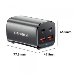 Зарядний пристрій Essager 2xUSB-C + 2xUSB 67W GaN (ECT2AC-JYB0G-Z) - мініатюра 7
