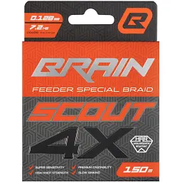 Шнур Brain Scout 4X 150m (fluoro Orange) 0.128mm 7.2kg - мініатюра 2