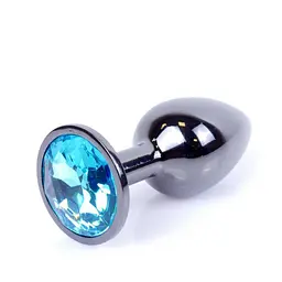 Анальна пробка Jewellery Dark Silver Light Blue - мініатюра 2