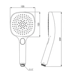 Ручний душ Imprese LSR-120GQ 120 мм, 3 режими, кнопковий перемикач хром f03600101AU, Хром - мініатюра 2
