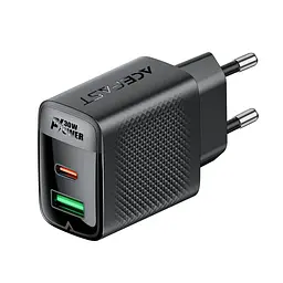 Мережевий зарядний пристрій ACEFAST A98 PD30W GaN (USB-C+USB-A) charger Чорний - мініатюра 3