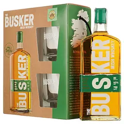 Уцінка. Віскі The Busker Triple Cask Triple Smooth Blended Irish Whiskey 40% 0.7 л, у подарунковому пакуванні + 2 склянки 