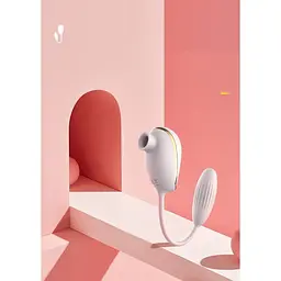 Вакуумний стимулятор з віброяйцем High End Suction Love Egg White - мініатюра 3