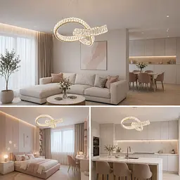 Елегантна підвісна LED люстра Diasha 536/600G золото 110W 65 см з пультом - мініатюра 3