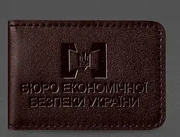 Шкіряна обкладинка для посвідчення БЕБ (Бюро економічної безпеки України) Бордова