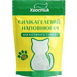 Силікагель наповнювач Хвостик для котів із зеленими гранулами дрібна фракція 7.2 л
