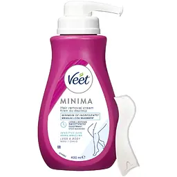 Крем для депіляції Veet Minima для чутливої шкіри з Алое вера 400 мл (3059944021197/5900627118971) - мініатюра 1