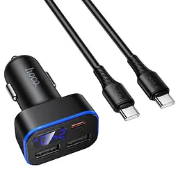 АЗП Hoco Z63A Barry PD42W+QC3.0 (2USB-A/1C) + кабель Type-C to Type-C Black - мініатюра 6