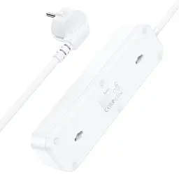 Мережевий фільтр-продовжувач Hoco NS2 (3 х розетки 3 х USB) білий 1.8 м - мініатюра 2