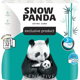 Туалетний папір Сніжна Панда Extra Care Sensitive Super Long тришаровий 32 шт