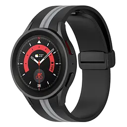 Ремінець для Samsung Galaxy Watch 4 Classic 42mm - чорно-сірий ширина кріплення 20мм силікон Watchbands Cls-line-black (W35-6WB62202667) - мініатюра 2