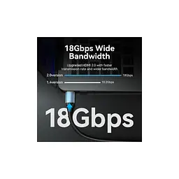 Кабель мультимедійний HDMI M to HDMI M 8.0m V2.0 4K60Hz aluminum alloy blue Vention (ALHSK) - мініатюра 6