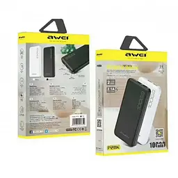 Портативний зарядний пристрій для телефона Power Bank Awei P5K 10000 mAh Павербанк USB білий - мініатюра 4