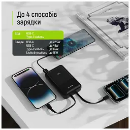 Батарея універсальна ColorWay 20 000 mAh DigiPower PD/45W, QC/4.0, Black (CW-PB200LP04BK) - мініатюра 7