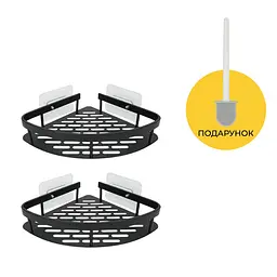 Набір металевих полиць для ванної кімнати Fabrika OPAL 2 шт чорні+подарунок йоржик для унітазу Fabrika PRACTIС White - мініатюра 4