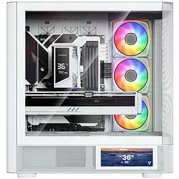 Корпус Modecom VOLCANO AQ400 ARGB MIDI SIDE LCD 6,2”, 4x120 мм fans WHITE без БЖ ATX (MC-A-AQ400-4FA-W)