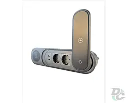 Блок врізний DC на 2 розетки + USB + TypeC роз'єми з висувною кришкою - бездротова зарядка Чорний - мініатюра 2
