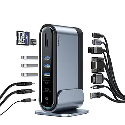 Хаб-концентратор Baseus Working Station для Macbook 16в1 RJ45 Usb, VGA - мініатюра 2