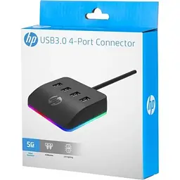 Концентратор HP USB 3.0 to 4xUSB 3.0 RGB black HP (HP_DHC-CT120) - мініатюра 3