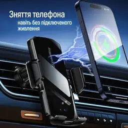Універсальний автотримач ColorWay FlameGrip, автозажим, Wireless Charger 15W Black (CW-CHAW070Q-BK) - мініатюра 8