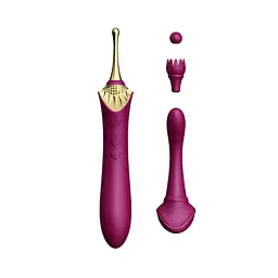 Вагінально-кліторальний вібратор Zalo - Bess Velvet Purple, мультифункціональний із насадками