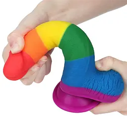 Фалоімітатор LoveToy Prider Dildo 7.5" 19.5 см райдужний - мініатюра 5