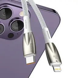 Кабель Baseus Glimmer Series Fast Charge USB-C to Lightning 1m белый (CADH000002) - миниатюра 2