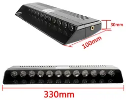 Страбоскоп Світлодіодний 12V DRL 330x100 мм 12LED (B-R) прикурювання вимикач на присосках (KING S12) - мініатюра 3