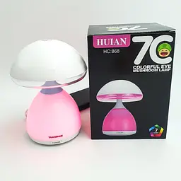 Дитячий нічник лампа Грибок 7 LED кольорів акумуляторний USB світильник іграшка HUIAN 7C LAMP HC-868 білий - мініатюра 11