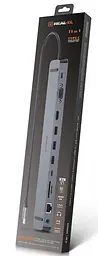 USB-Хаб Real-EL CQ-1000 USB3.0х3/USB-C/HDMI/VGA/RJ45/SD/TF/3.5 mm audio, 0.4m, Space Grey UAH (EL123110005) - мініатюра 5