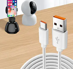 Кабель USB - Type-C 2A для зарядки і живлення Digital 12 м Білий (USB Type-C 12m) - мініатюра 5