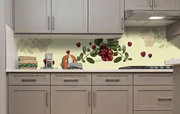 Вініловий кухонний фартух Журавлина наклейка для кухні ПВХ червоні Ягоди Бежевий 60х300 см Happy Pocket Z181683 - мініатюра 2