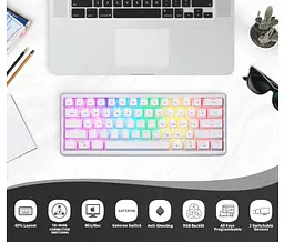Клавіатура ігрова механічна Motospeed SK-66 Wireless White Hot Swap Gateron Blue - мініатюра 4