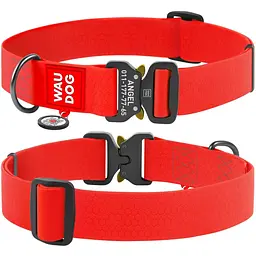 Нашийник для собак Waudog Waterproof, коллартекс, водостійкий, з QR паспортом, 43-70х4 см, червоний - мініатюра 3